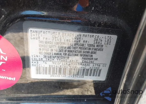 2019 Nissan Sentra Sr z USA, uszkodzony, nr VIN 3N1AB7AP7KY374118